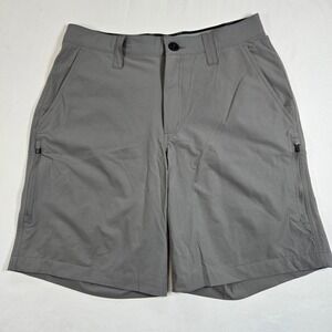 Orvis Tech Shorts Mens 30 Grey Polyester Cargo Pocket Flat Front‎ w/ 9" inseam